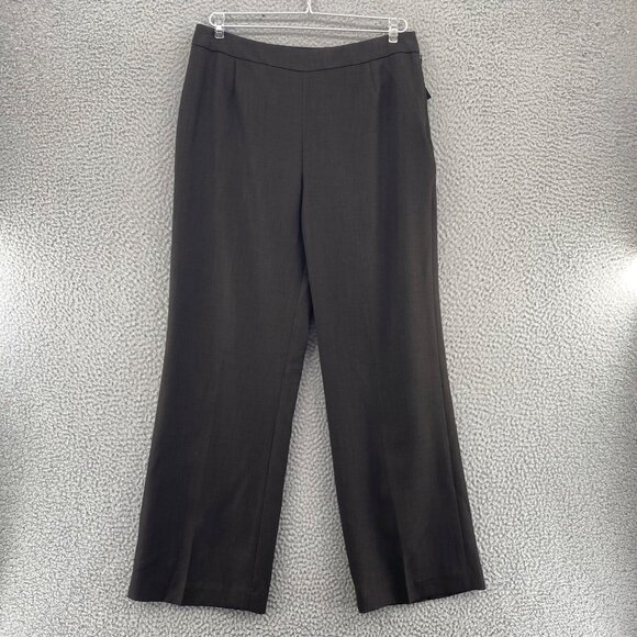 Le Suit Pants Womens 8 Petite Brown Chocolate Wide Leg Office Career Work NWT - Picture 1 of 10